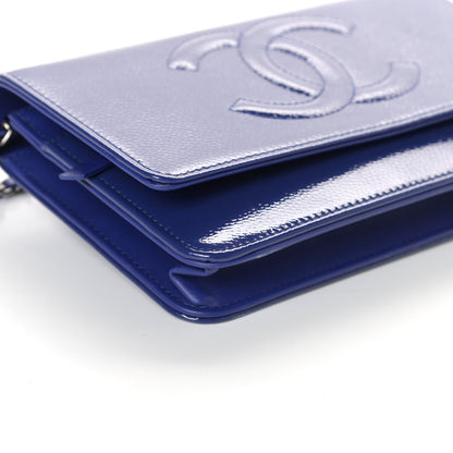 Chanel Patent Caviar Timeless CC Wallet on Chain WOC Blue 10 of 11