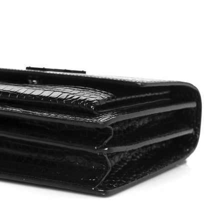 Saint Laurent Calfskin Crocodile Embossed Medium Monochrome Monogram Sunset Black 12 of 12
