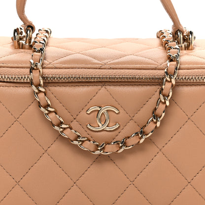 Chanel Lambskin Quilted Small Top Handle Vanity Case With Chain Beige 7 of 9