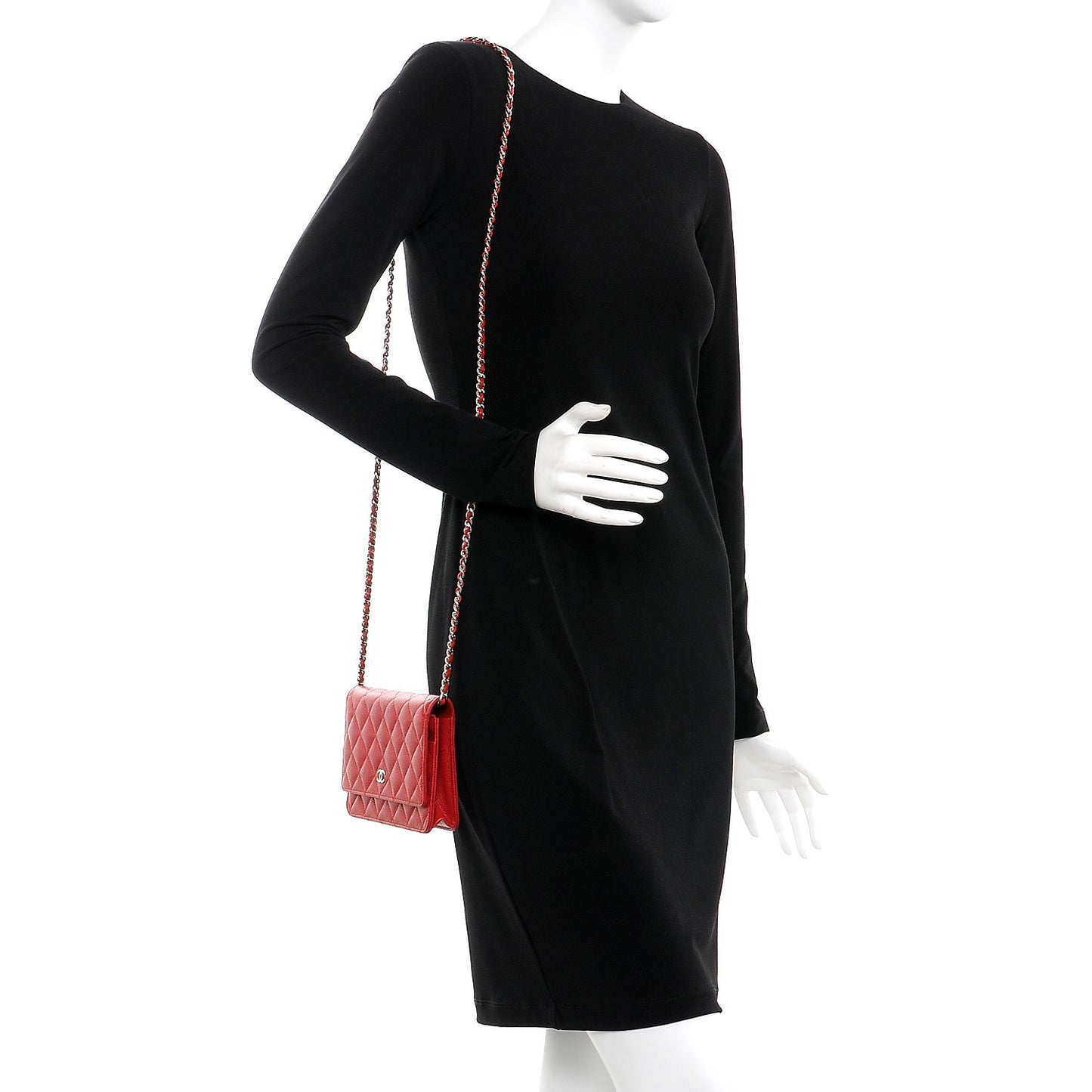 Caviar Quilted Wallet on Chain WOC Red