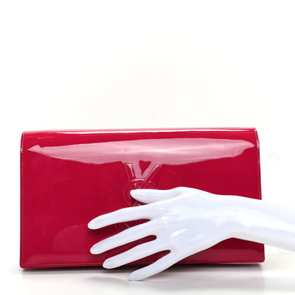 Saint Laurent Patent Monogram Large Belle De Jour Clutch Fuchsia 2 of 7