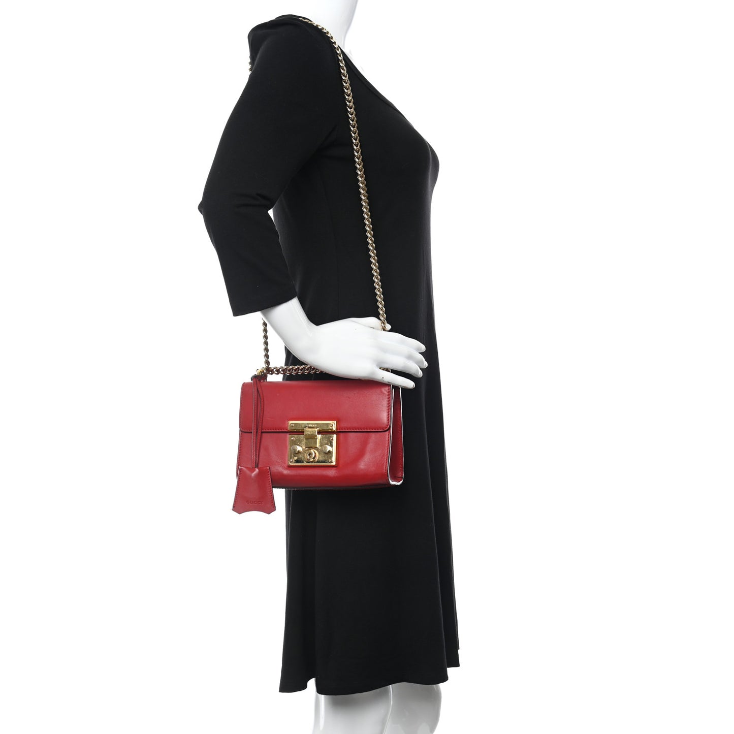 Calfskin Small Padlock Shoulder Bag Hibiscus Red