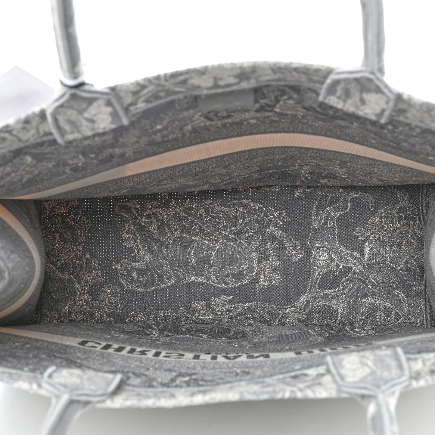 Canvas Embroidered Large Dioriviera Toile De Jouy Book Tote Gray