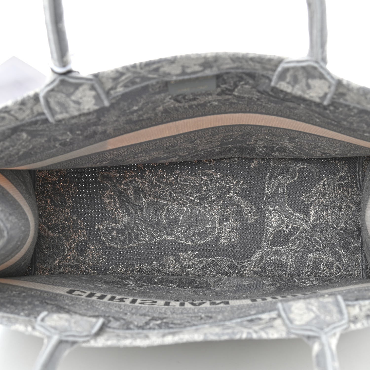 Christian Dior Canvas Embroidered Large Dioriviera Toile De Jouy Book Tote Gray 5 of 9