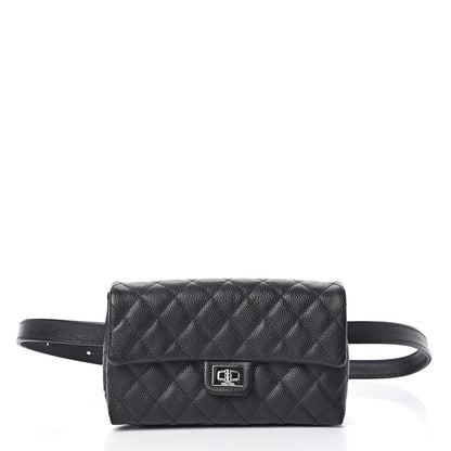 Chanel Grained Calfskin Quilted 2.55 Reissue Flap Belt Bag Clutch Black 1 of 9
