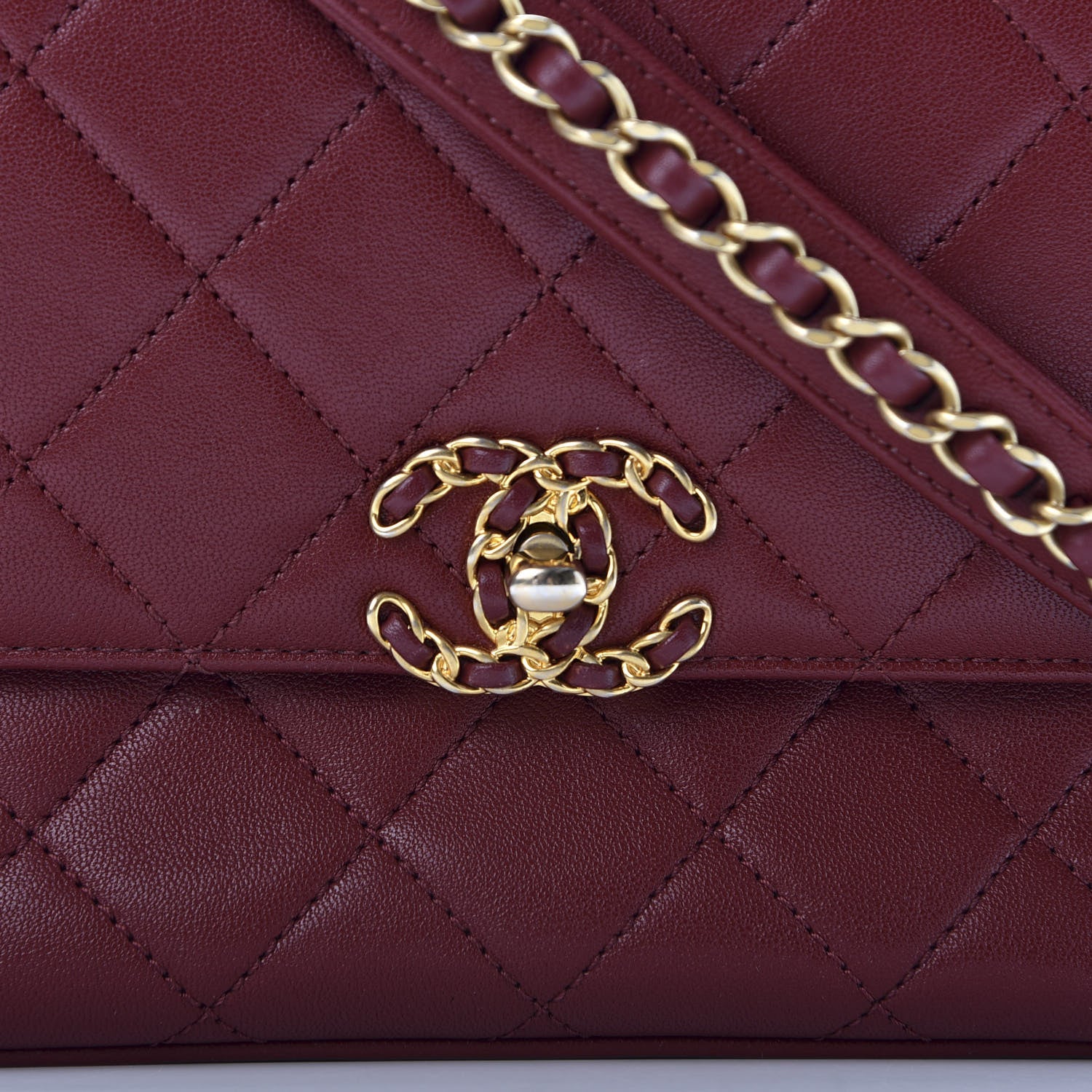 Chanel Lambskin Quilted Chain Infinity Top Handle Flap Burgundy 8 of 8