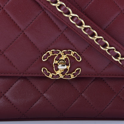 Chanel Lambskin Quilted Chain Infinity Top Handle Flap Burgundy 8 of 8