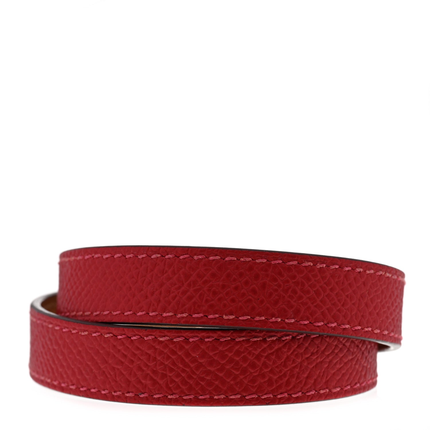 Hermes Epsom Kelly Double Tour Bracelet M Rouge Casaque 3 of 5