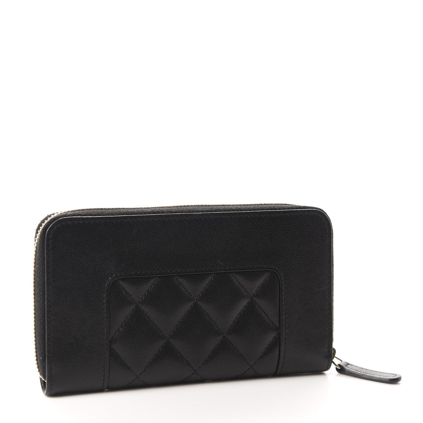 Sheepskin Quilted Mademoiselle Vintage Zip Around Wallet Black