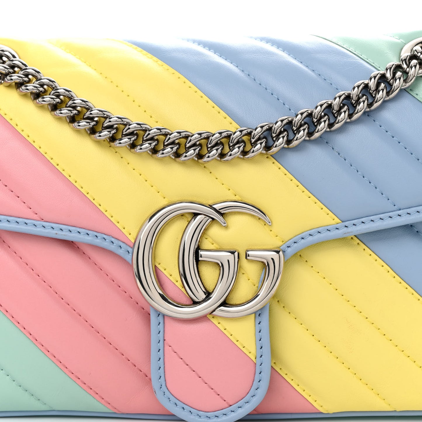 Calfskin Matelasse Diagonal Small GG Marmont Shoulder Bag Multicolor Pastel