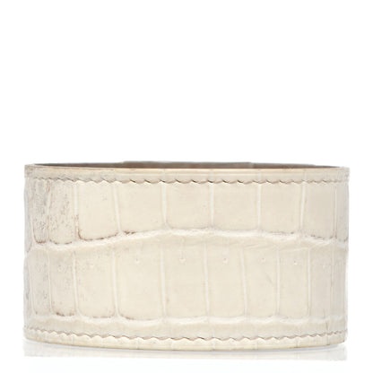 Hermes 18K White Gold Diamond Matte Niloticus Crocodile Himalaya Kelly Bracelet Blanc SH 4 of 7