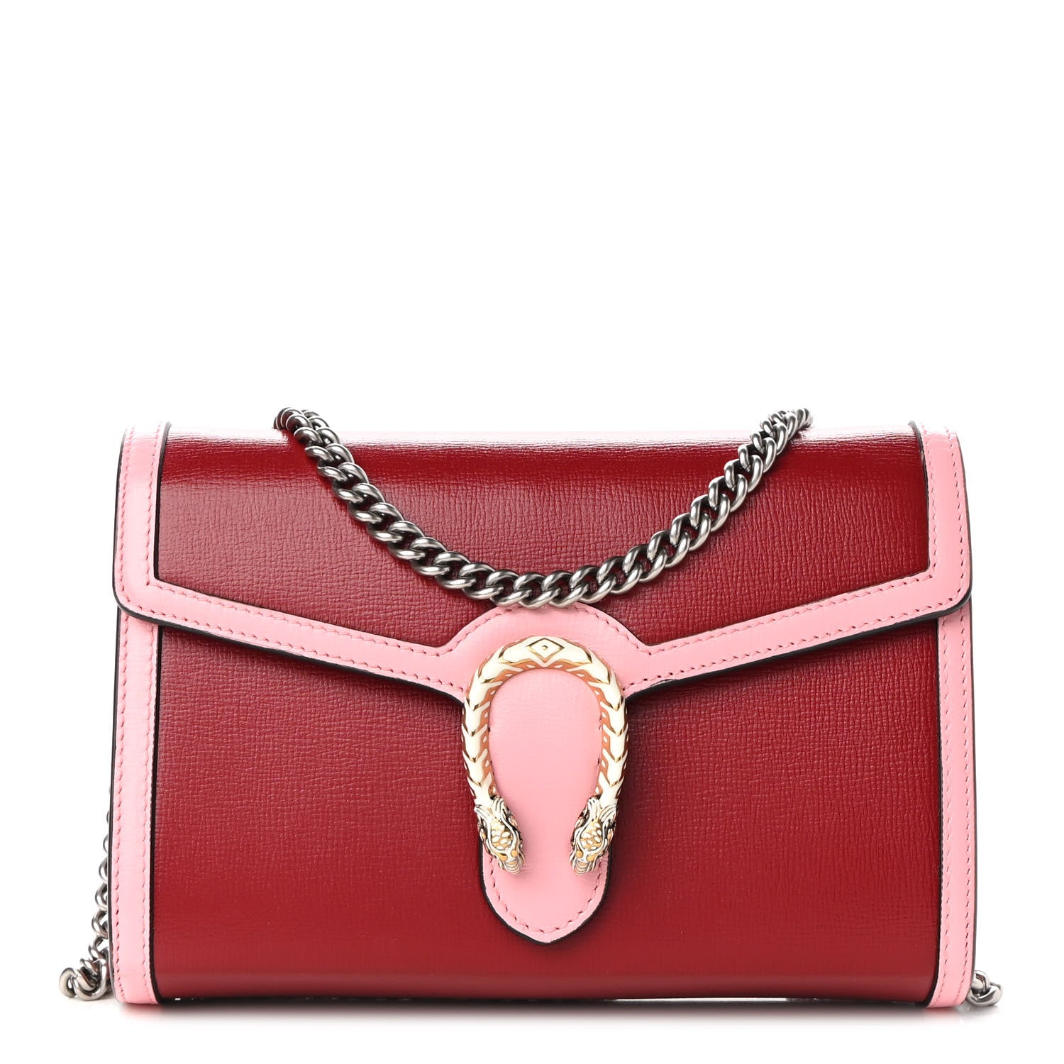 Gucci Azalea Calfskin Enamel Mini Dionysus Chain Wallet New Cherry Red Wild Rose Off White 1 of 9