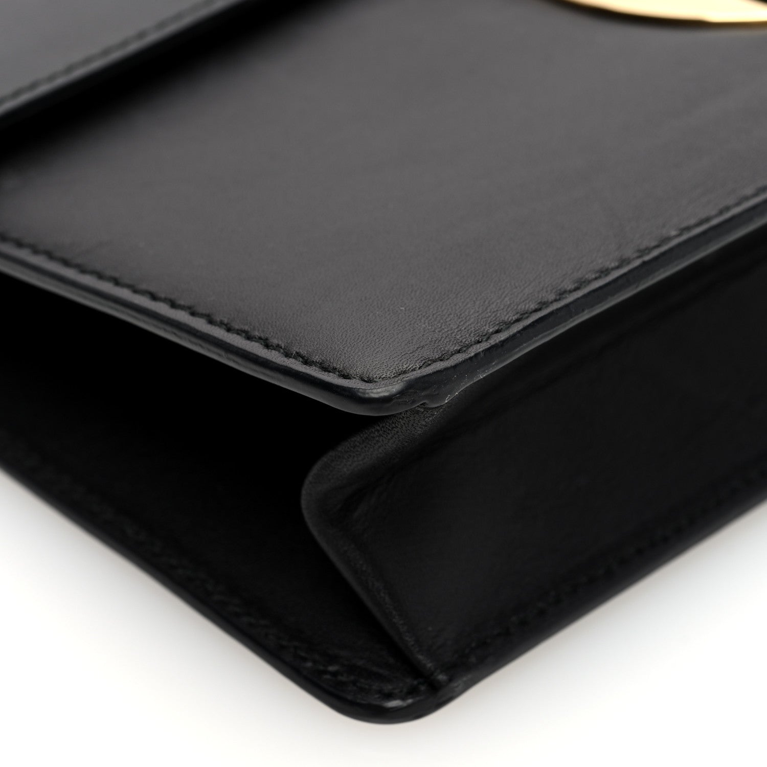 Salvatore Ferragamo Calfskin Thalia Clutch With Chain Black 8 of 9