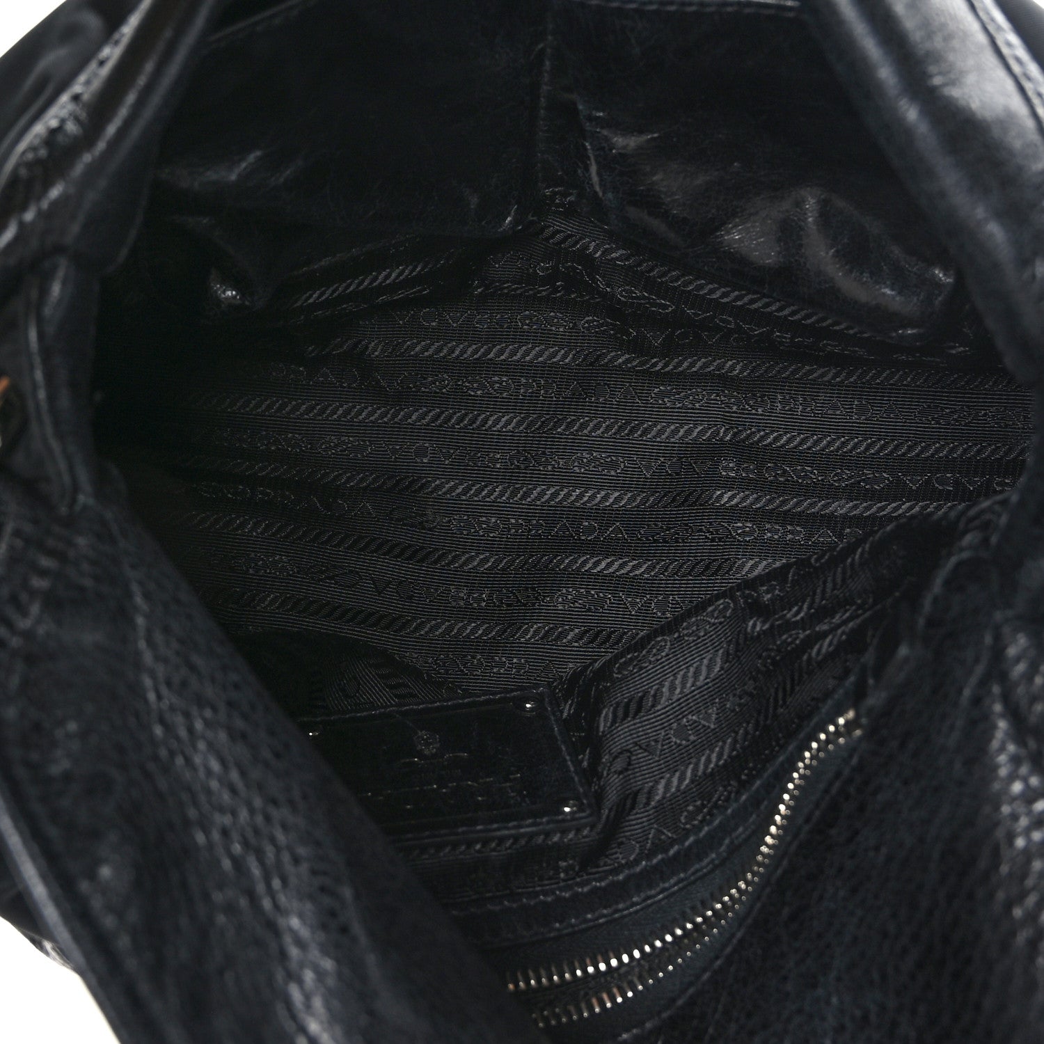 Prada Glace Calf Tessuto Nylon Shoulder Bag Black 4 of 7