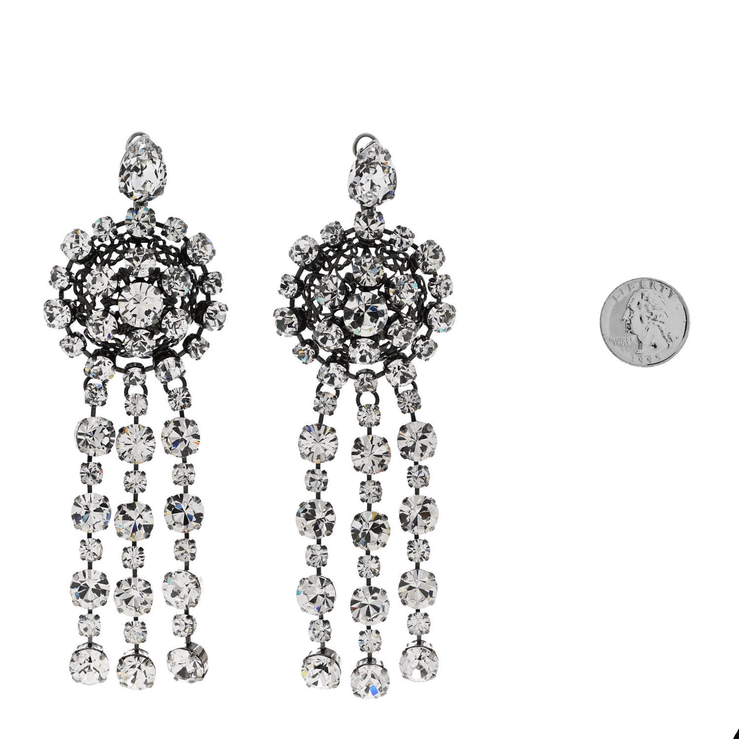 Metal Crystal Drop Earrings