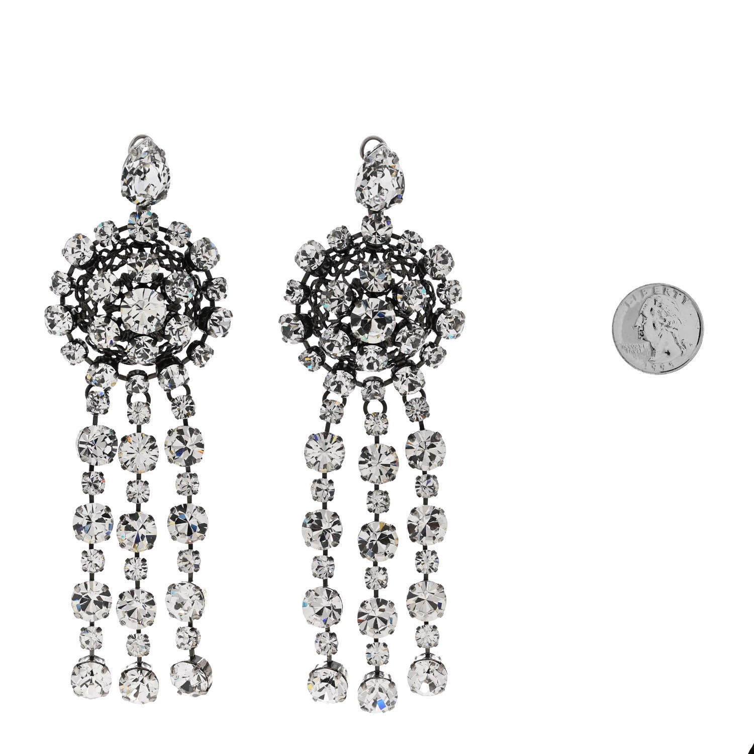 Gucci Metal Crystal Drop Earrings 2 of 4