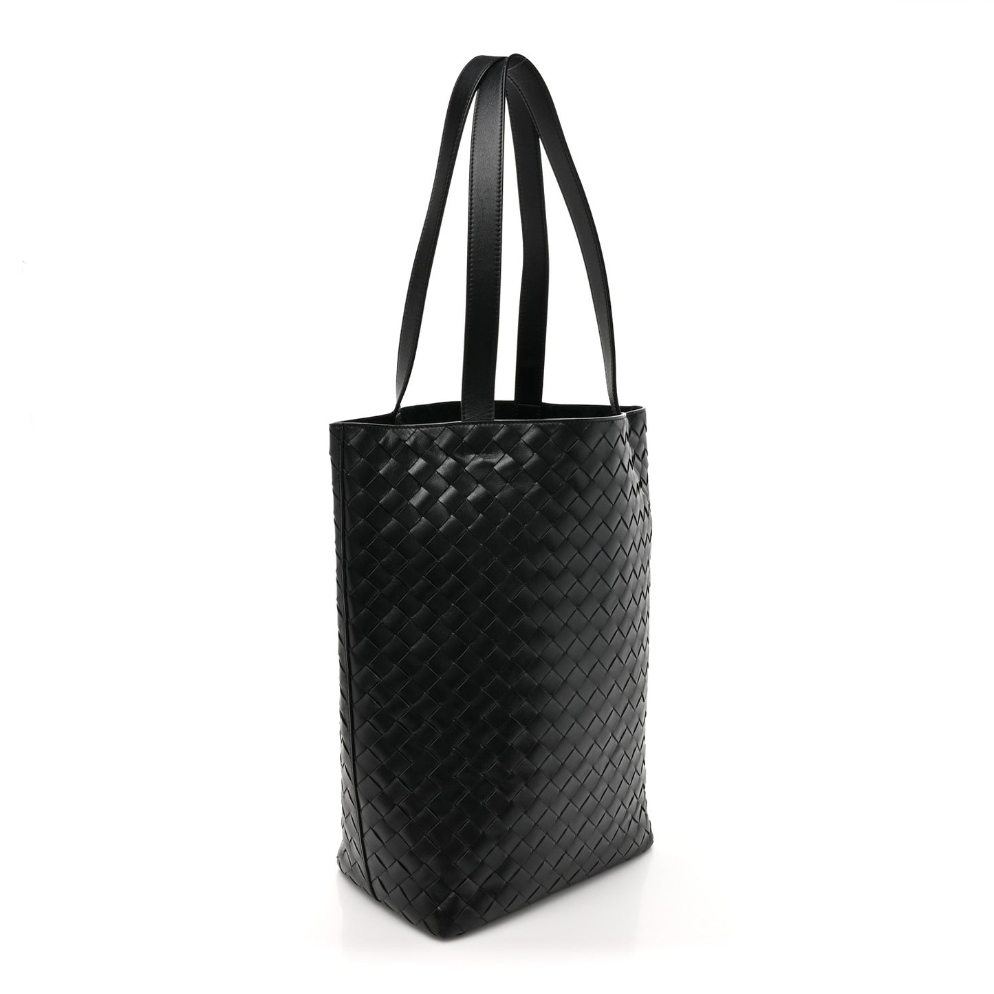 Nappa Intrecciato Small North South Tote Black