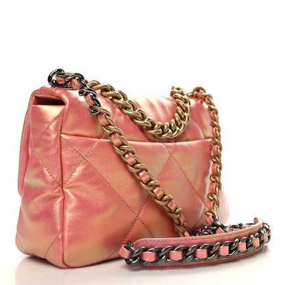 Chanel Iridescent Calfskin Quilted Medium Chanel 19 Flap Pink 3 of 10