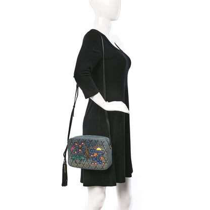 Saint Laurent Denim Matelasse Quilted Summer Embroidered Classic Monogram Camera Bag Blue 3 of 11