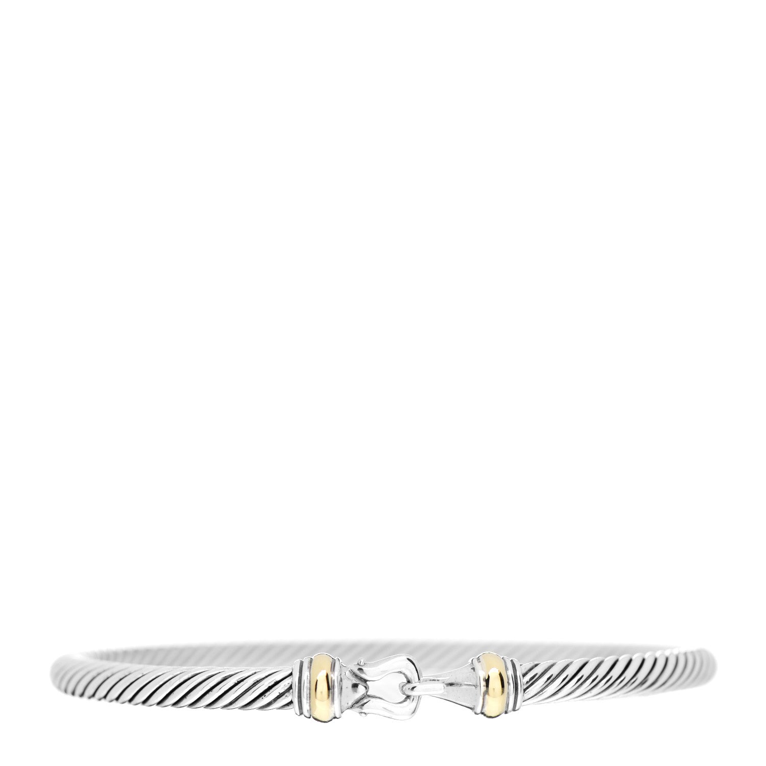 David Yurman Sterling Silver 18K Yellow Gold 4mm Cable Classic Buckle Bracelet 1 of 3