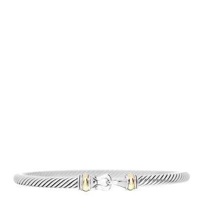 David Yurman Sterling Silver 18K Yellow Gold 4mm Cable Classic Buckle Bracelet 1 of 3