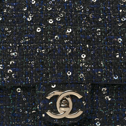 Chanel Tweed Medium Pearl Handle Flap Black Ecru 8 of 10