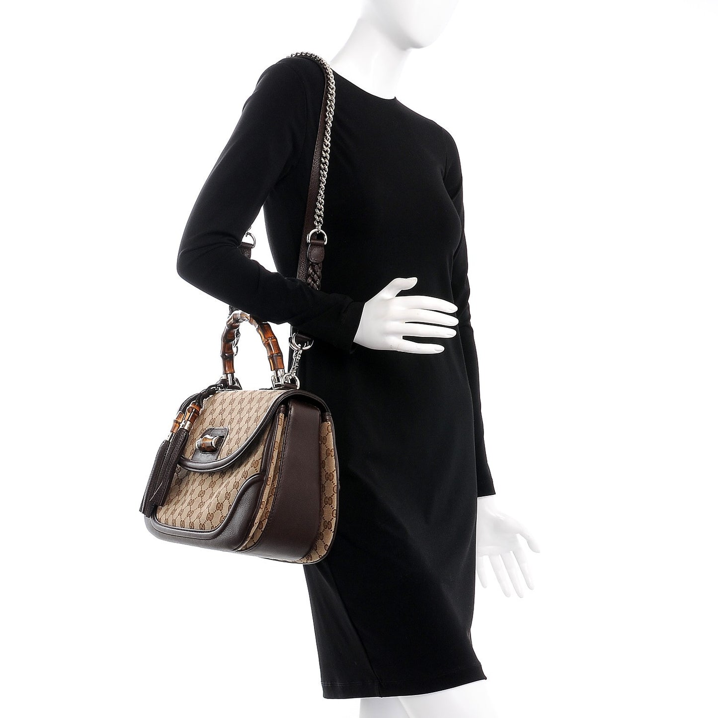 Monogram Large New Bamboo Top Handle Bag Brown