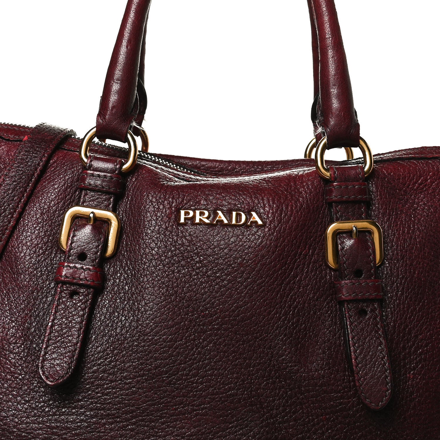 Prada Vitello Daino Shoulder Bag Burgundy 8 of 14