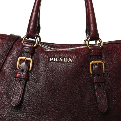 Prada Vitello Daino Shoulder Bag Burgundy 8 of 14