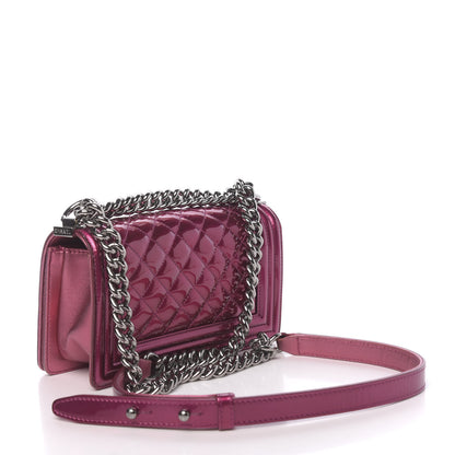 Chanel Metallic Patent Calfskin Quilted Small Boy Flap Pink 3 of 11