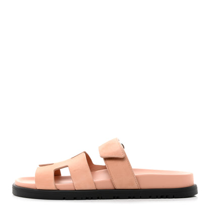 Hermes Suede Goatskin Womens Chypre Sandals 36.5 Nude 1 of 11