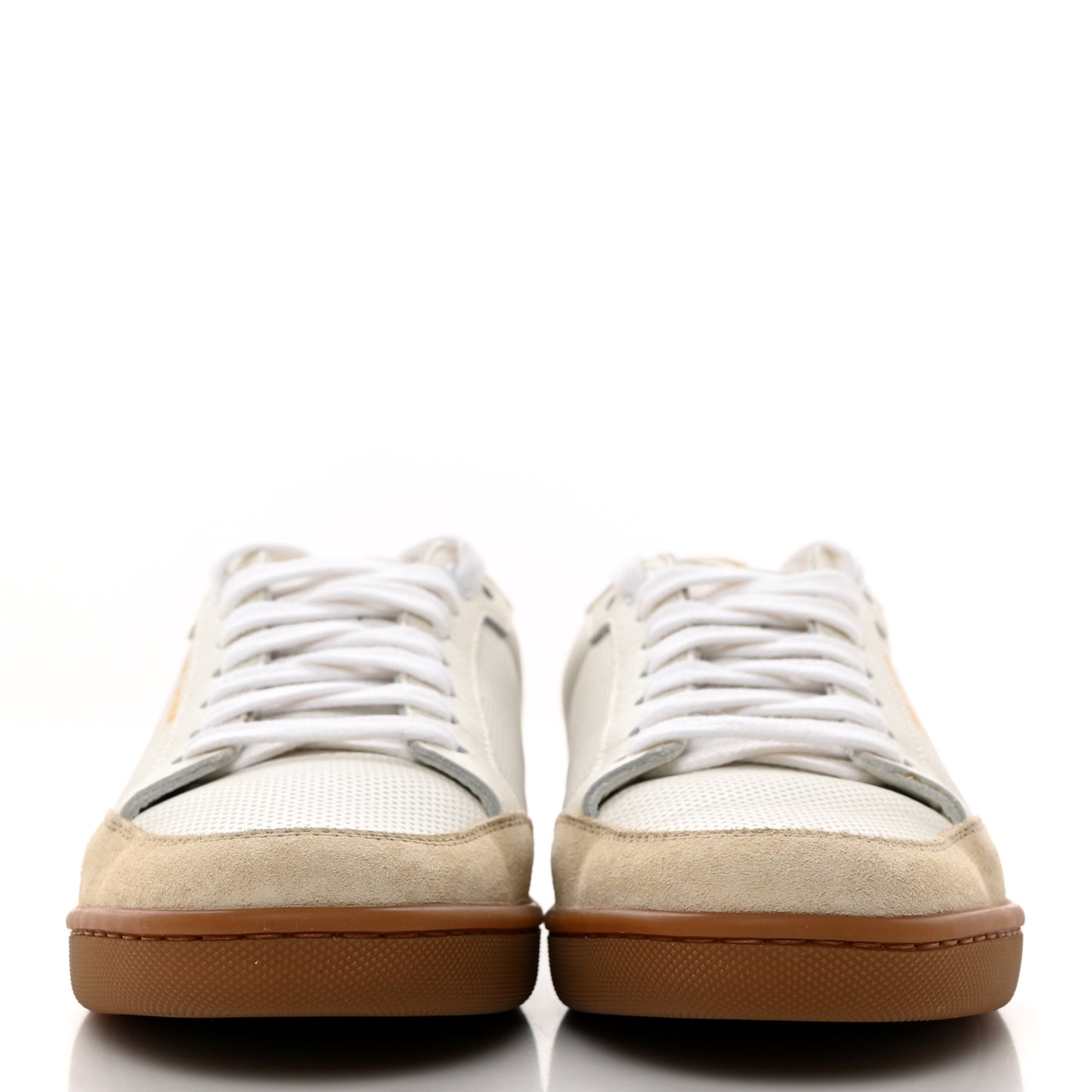 Calfskin Perforated Suede SL10 Court Classic Low Top Sneakers 37 White
