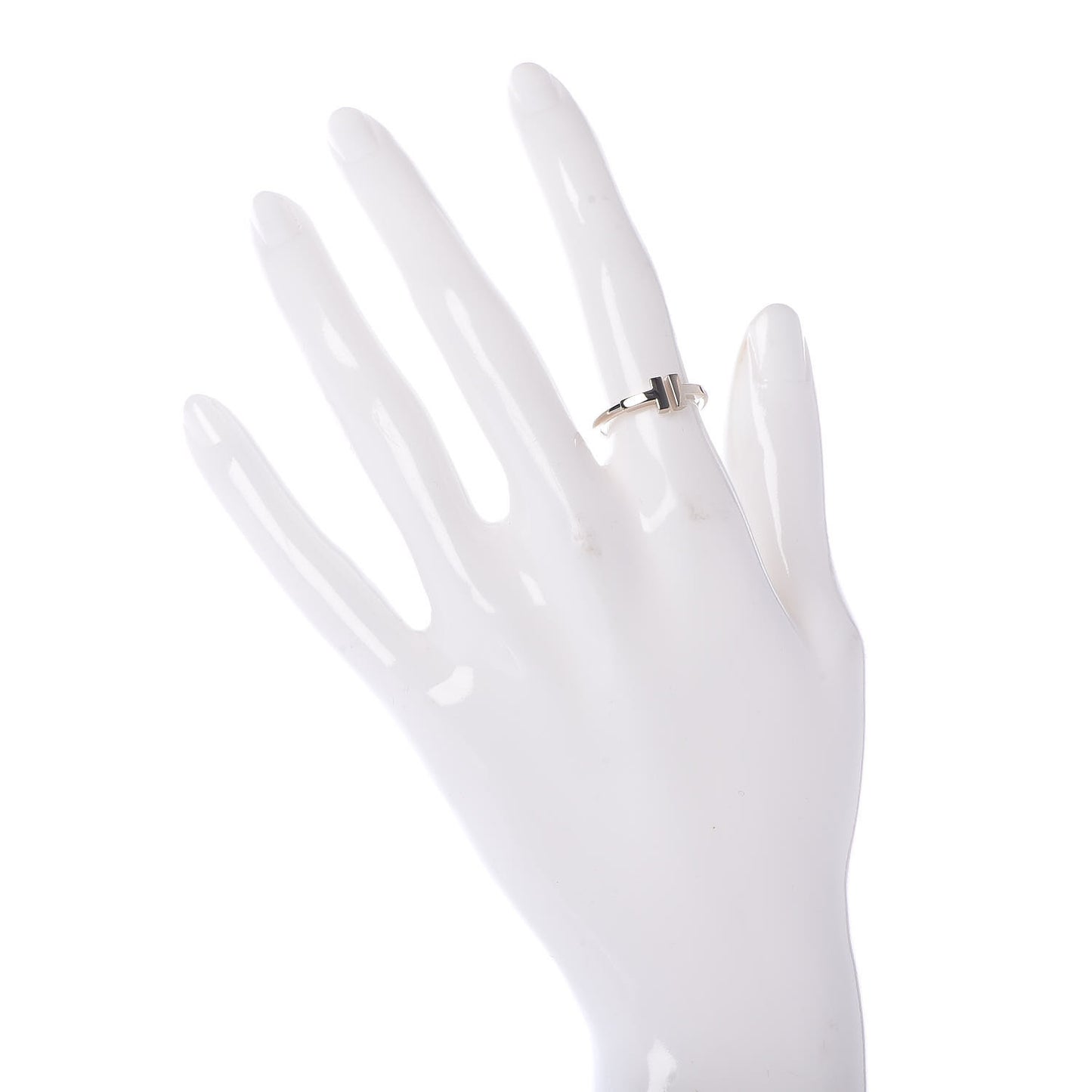 18K White Gold T Wire Ring 50 5.25