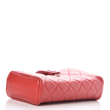 Chanel Lambskin Quilted Mini Phone Holder Clutch Red 4 of 9