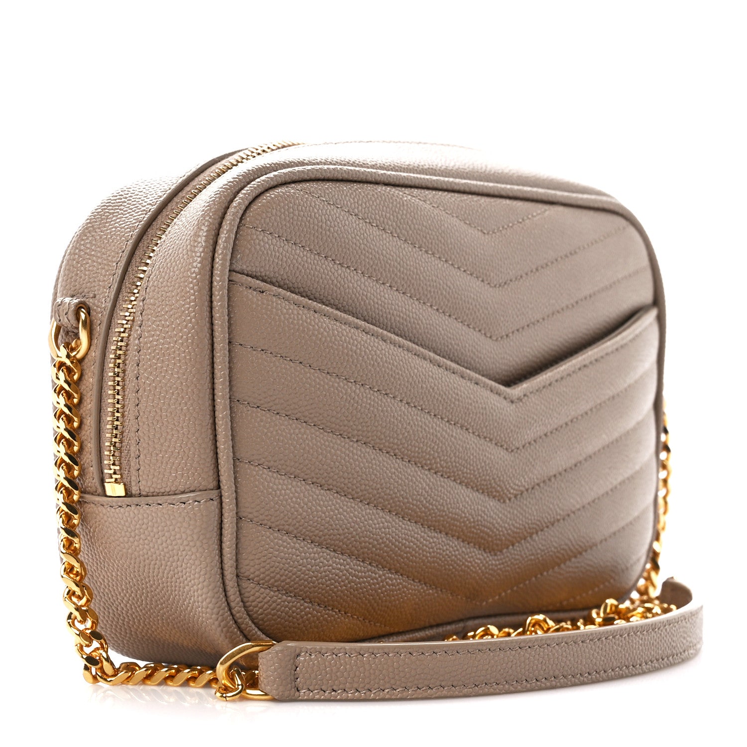 Saint Laurent Grain De Poudre Matelasse Monogram Mini Lou Camera Bag Dark Beige 3 of 10