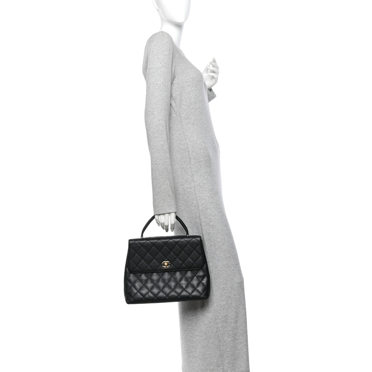 Caviar Quilted Jumbo Kelly Flap Black