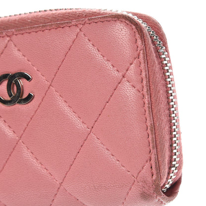 Chanel Lambskin Quilted Zip Around Coin Purse Wallet Pink 9 of 14