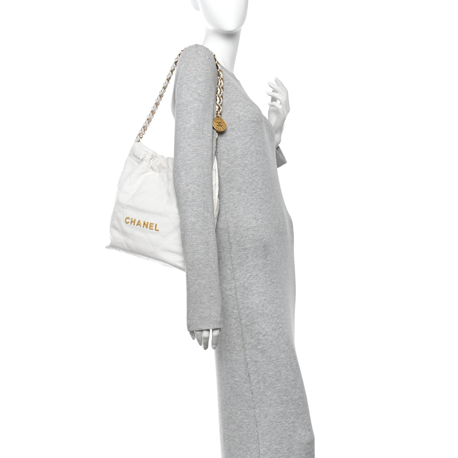 Chanel Shiny Calfskin Quilted Small Chanel 22 White 2 of 11