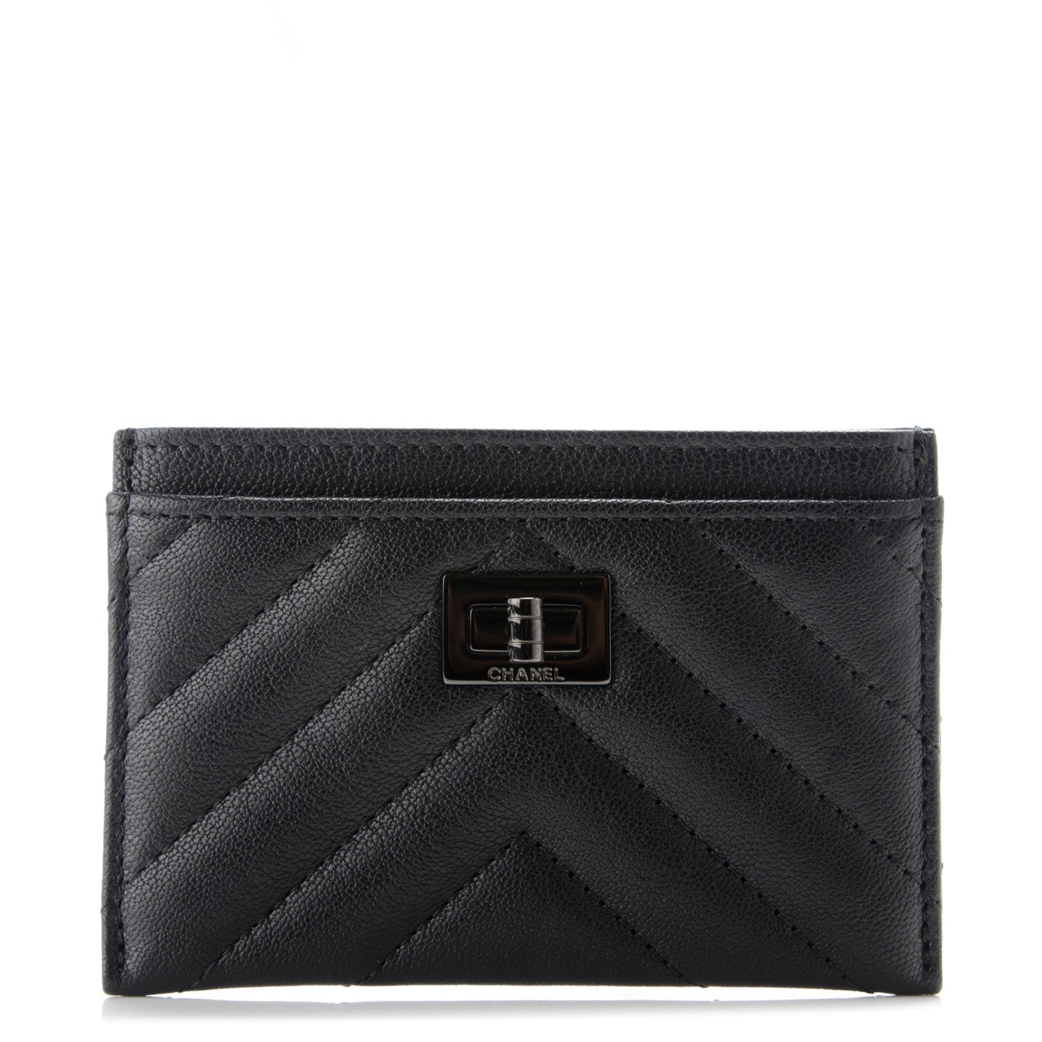 Chanel Sheepskin Chevron Quilted Reissue Card Holder So Black 1 of 7