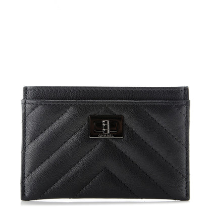 Chanel Sheepskin Chevron Quilted Reissue Card Holder So Black 1 of 7