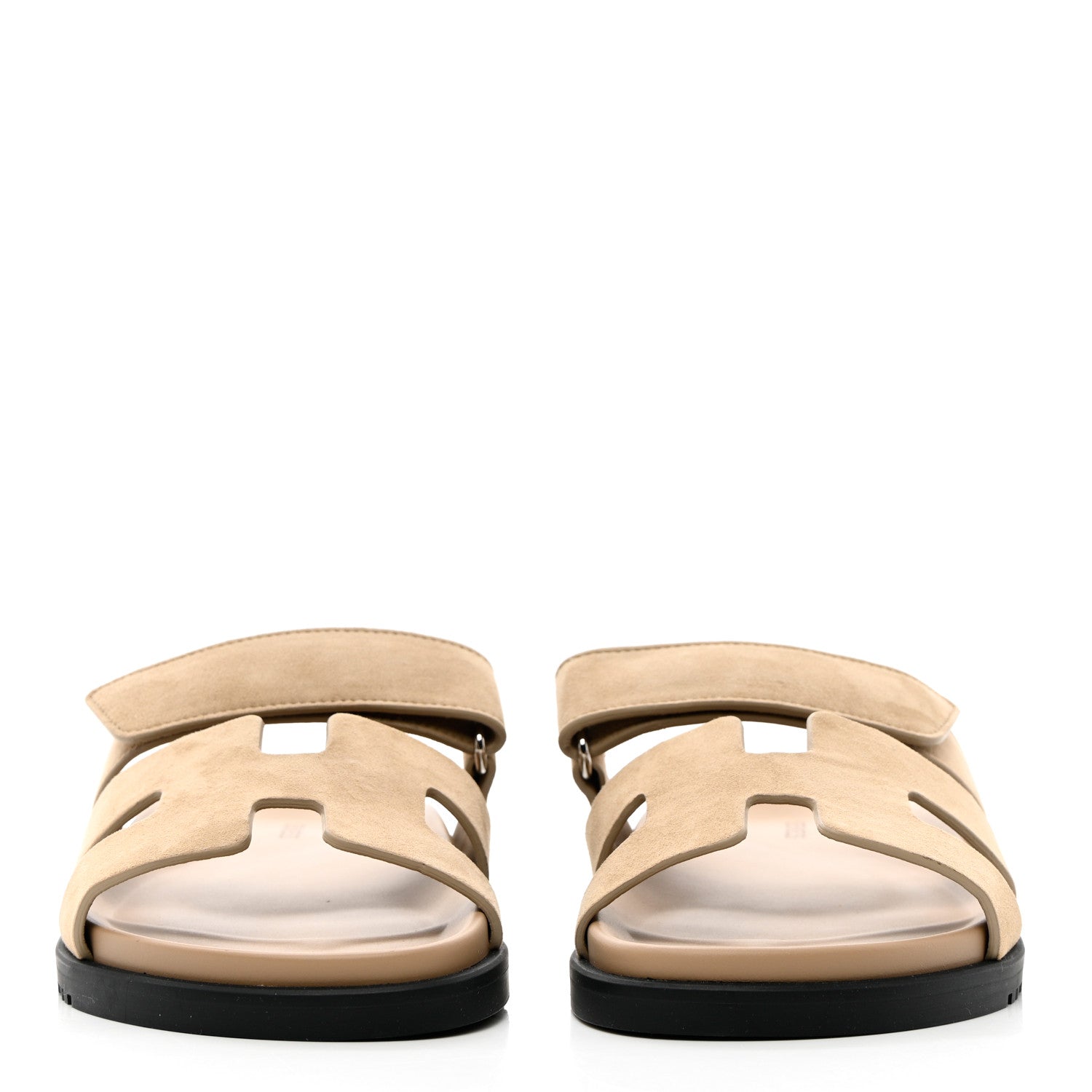 Hermes Suede Goatskin Womens Chypre Sandals 37 Beige Argile 2 of 14