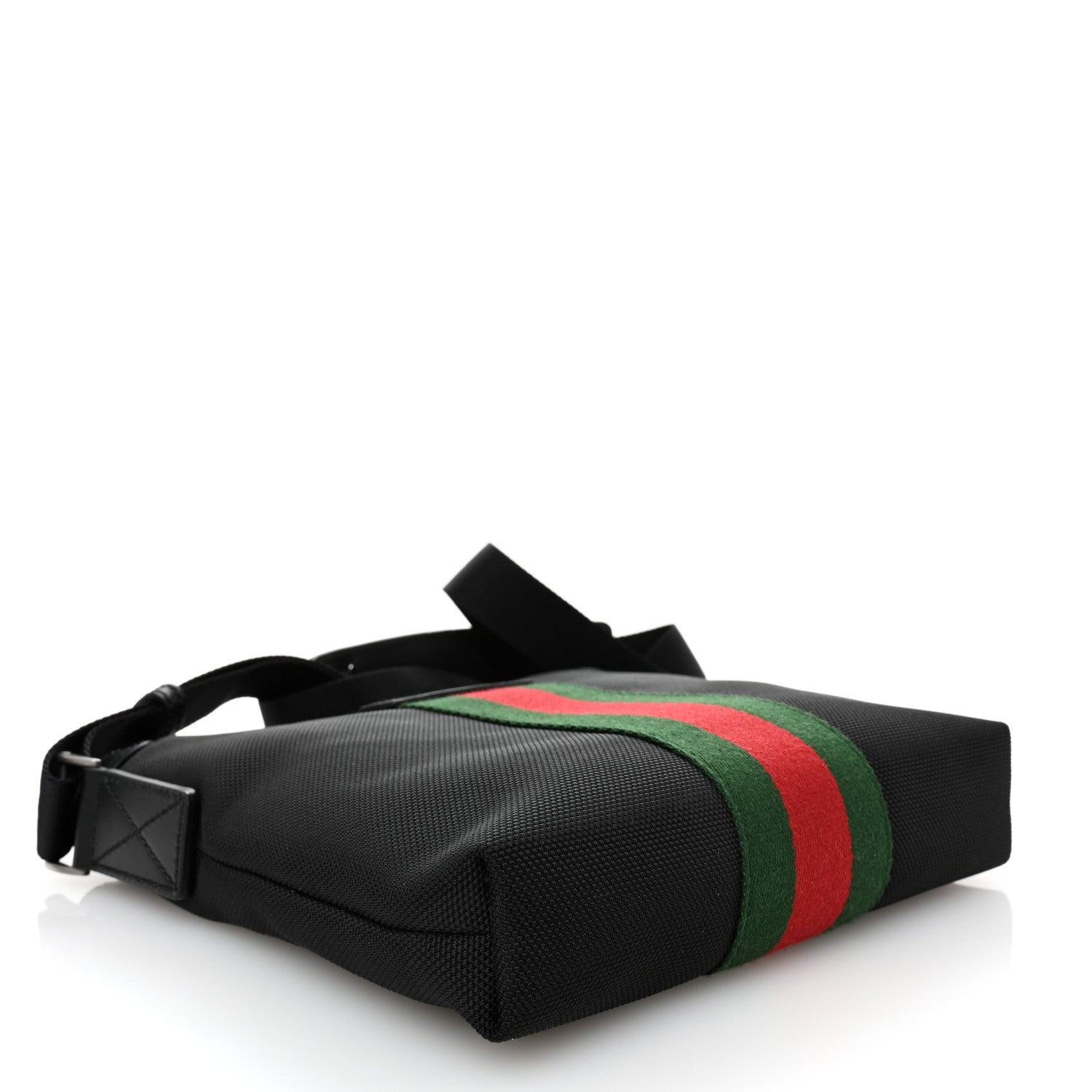 Gucci Techno Canvas Selleria Calfskin Web Small Flat Messenger Bag Black 4 of 10