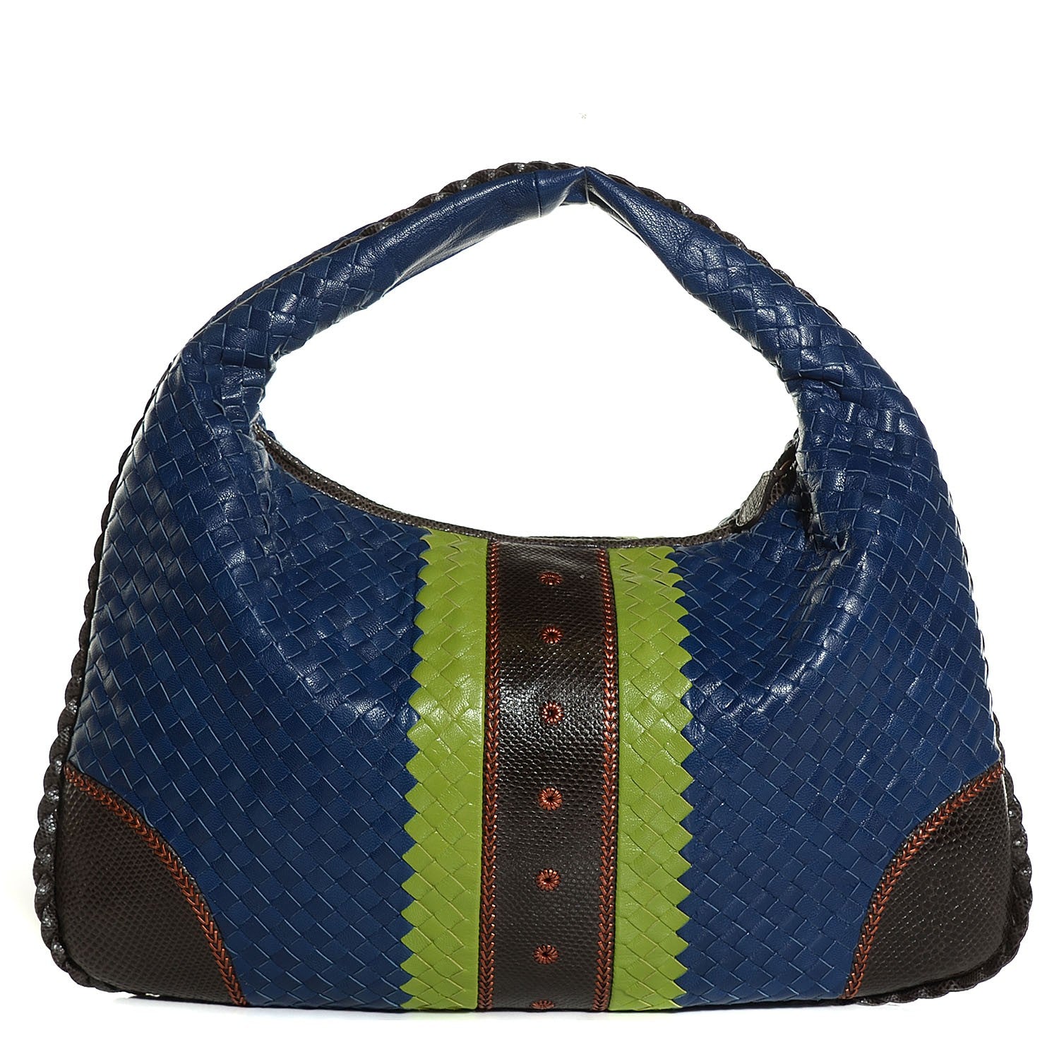 Bottega Veneta Shiny Goatskin Intrecciato Karung Large Veneta Hobo Cobalt 1 of 9