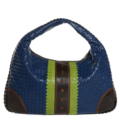 Bottega Veneta Shiny Goatskin Intrecciato Karung Large Veneta Hobo Cobalt 1 of 9