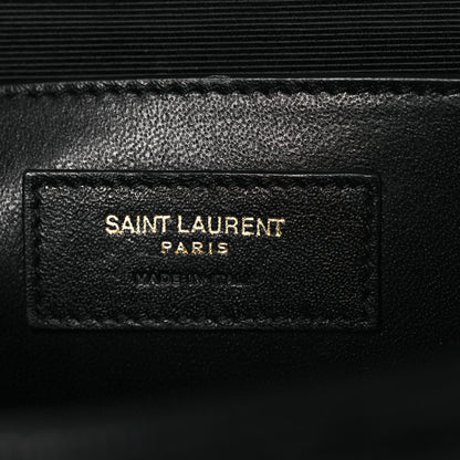 Saint Laurent Grain De Poudre Textured Mixed Matelasse Triquilt Medium Monogram Satchel Black 6 of 12