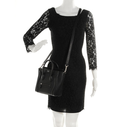 Celine Drummed Calfskin Nano Luggage Black 2 of 9
