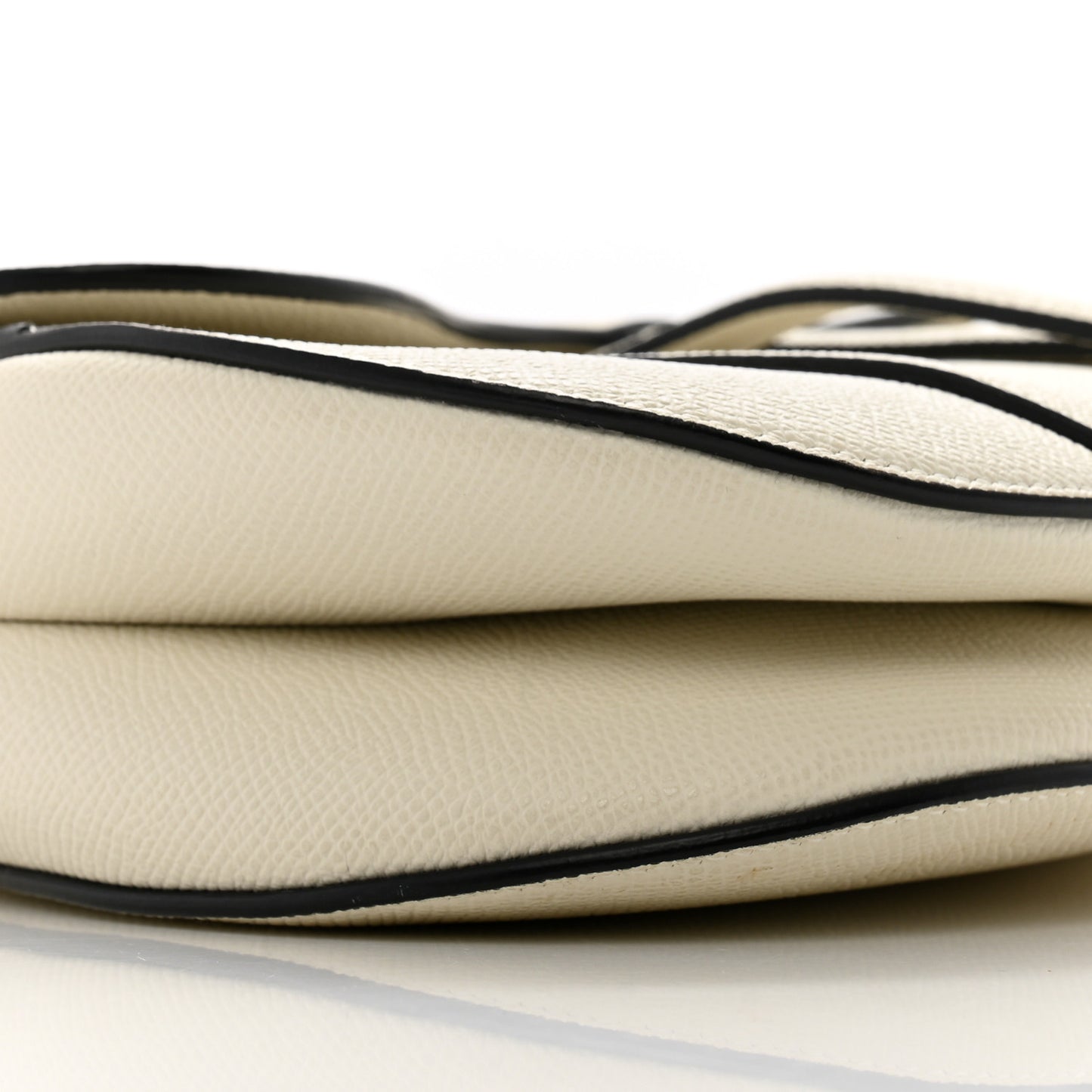 Grained Calfskin Saddle Bag White