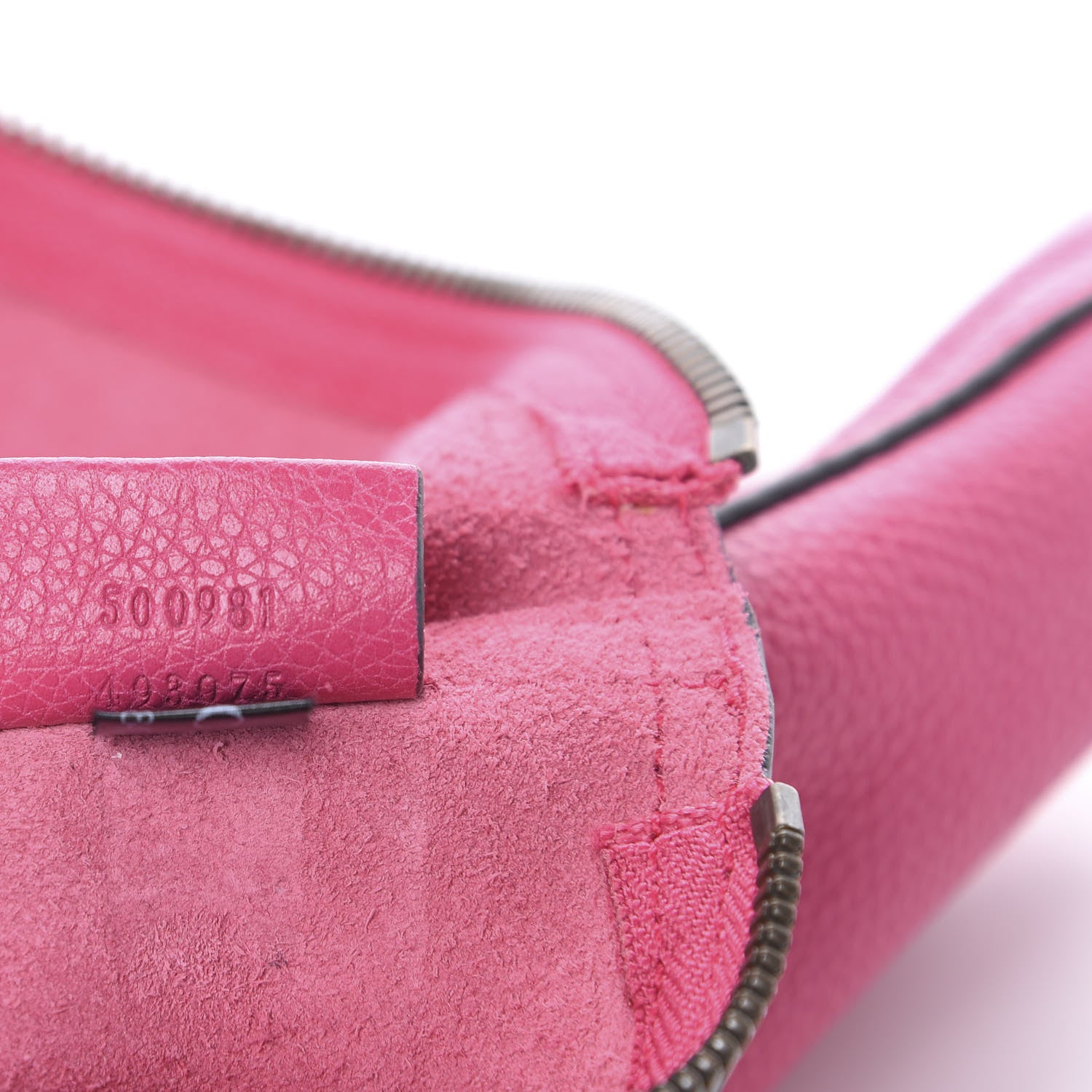 Gucci Pebbled Calfskin Medium Logo Portfolio Clutch Box Pink Green 7 of 7