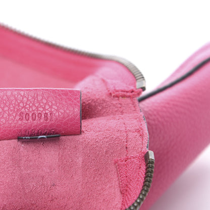 Gucci Pebbled Calfskin Medium Logo Portfolio Clutch Box Pink Green 7 of 7