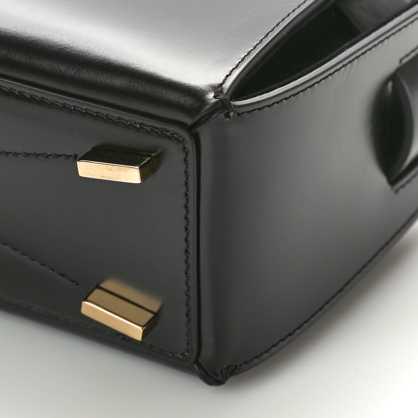 Brushed Off Calfskin Small Gancini Buckles Tote Bag Black